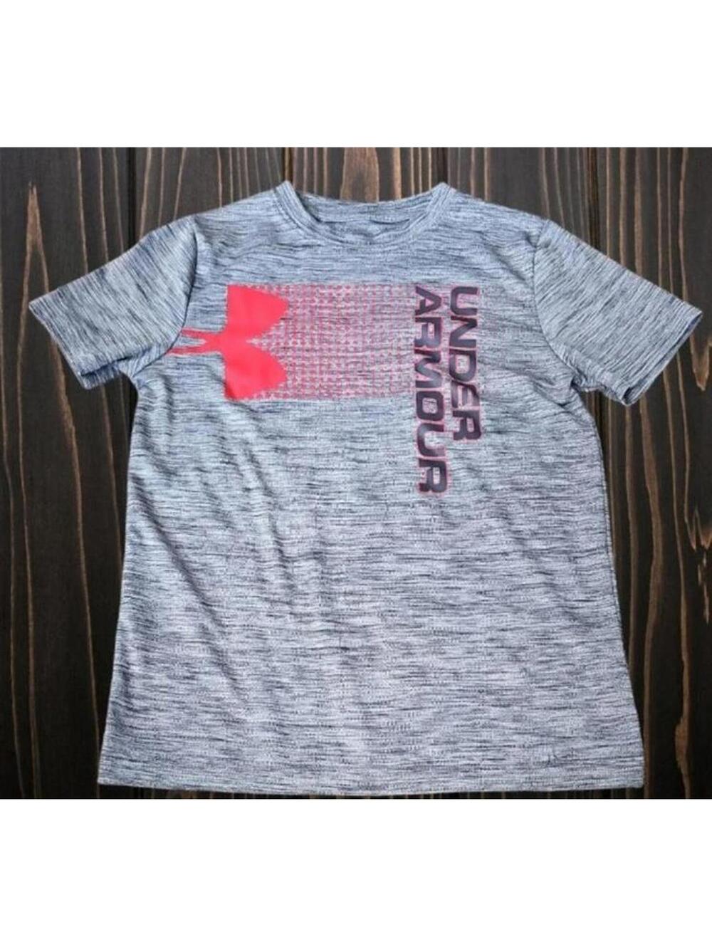 Designer boys medium clothes under armour drifit athletic red gray shirt